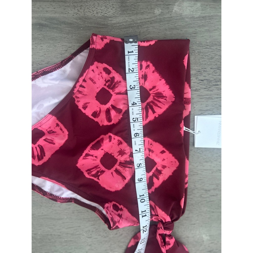 Zimmermann High Waisted Bikini Bottoms Burgundy Pink Tie Dye‎ Side Tie Size 0 - Picture 4 of 11